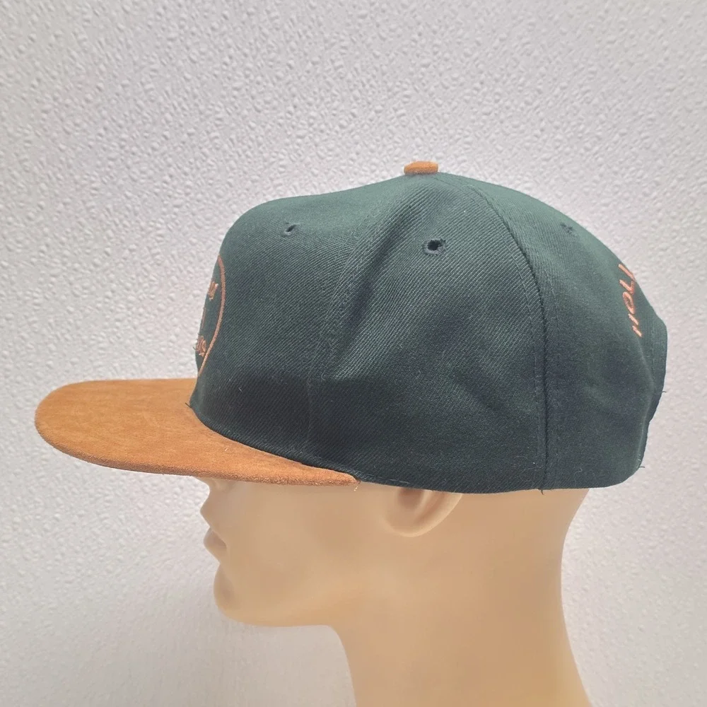 Color by Deluxe Hollywood Snapback Hat Green Brown Leather Vintage